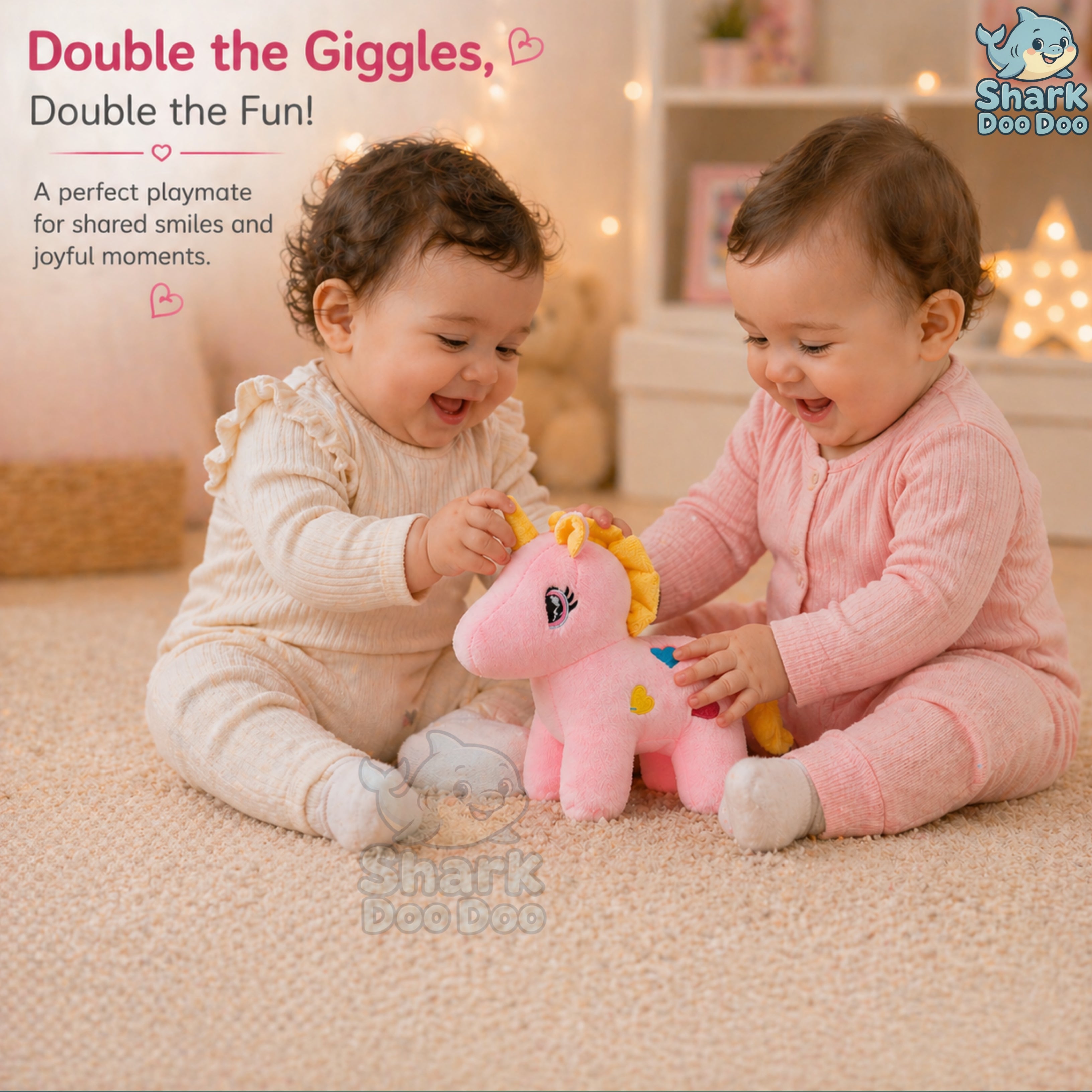 Shark Doo Doo® Unicorn Plush Toy for Infants & Kids | Super Soft Stuffed Animal Teddy for Boys, Girls & Babies | Cute Pink Unicorn Toy for Sleeping, Hugging & Gifting | Small Size 18 cm