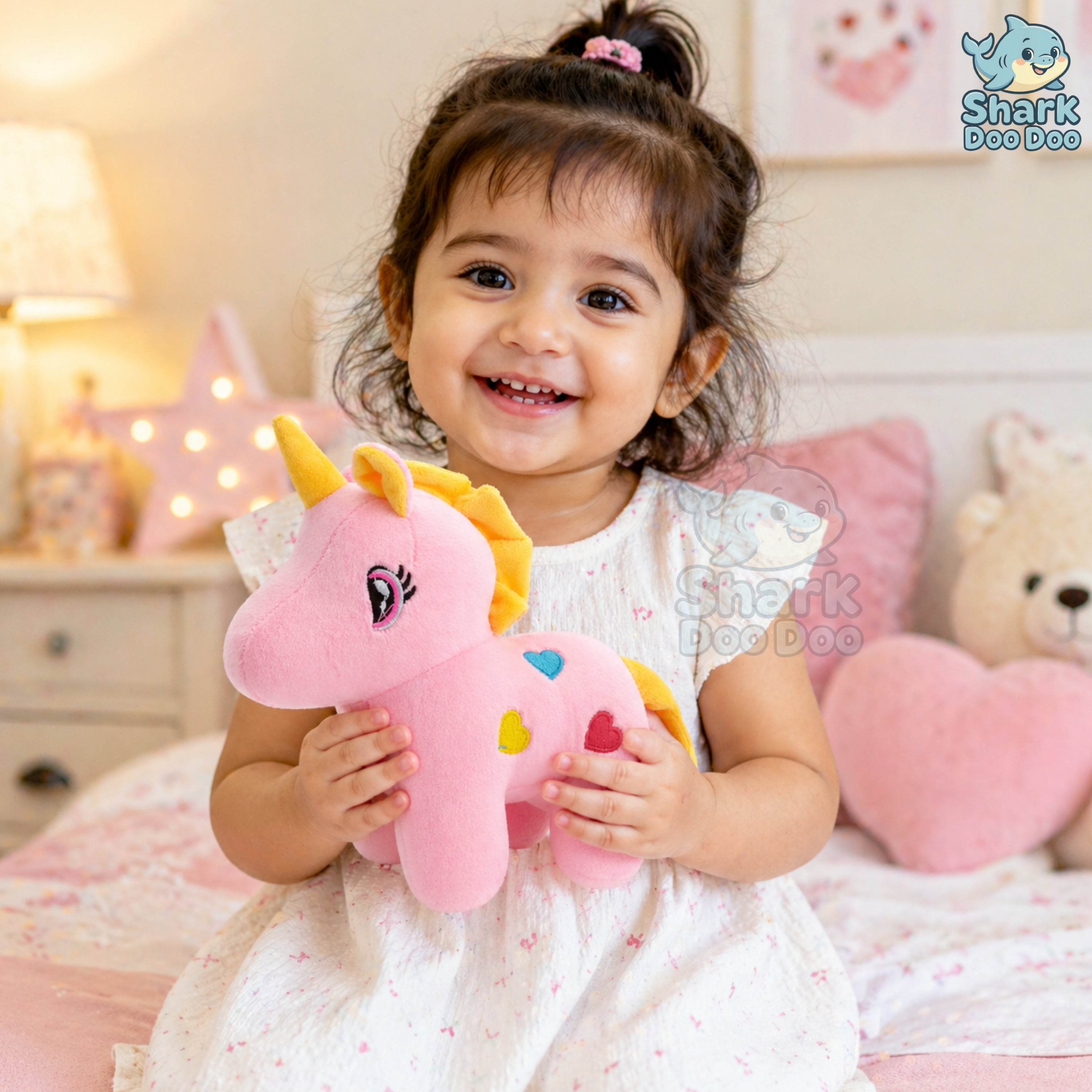Shark Doo Doo® Unicorn Plush Toy for Infants & Kids | Super Soft Stuffed Animal Teddy for Boys, Girls & Babies | Cute Pink Unicorn Toy for Sleeping, Hugging & Gifting | Small Size 18 cm