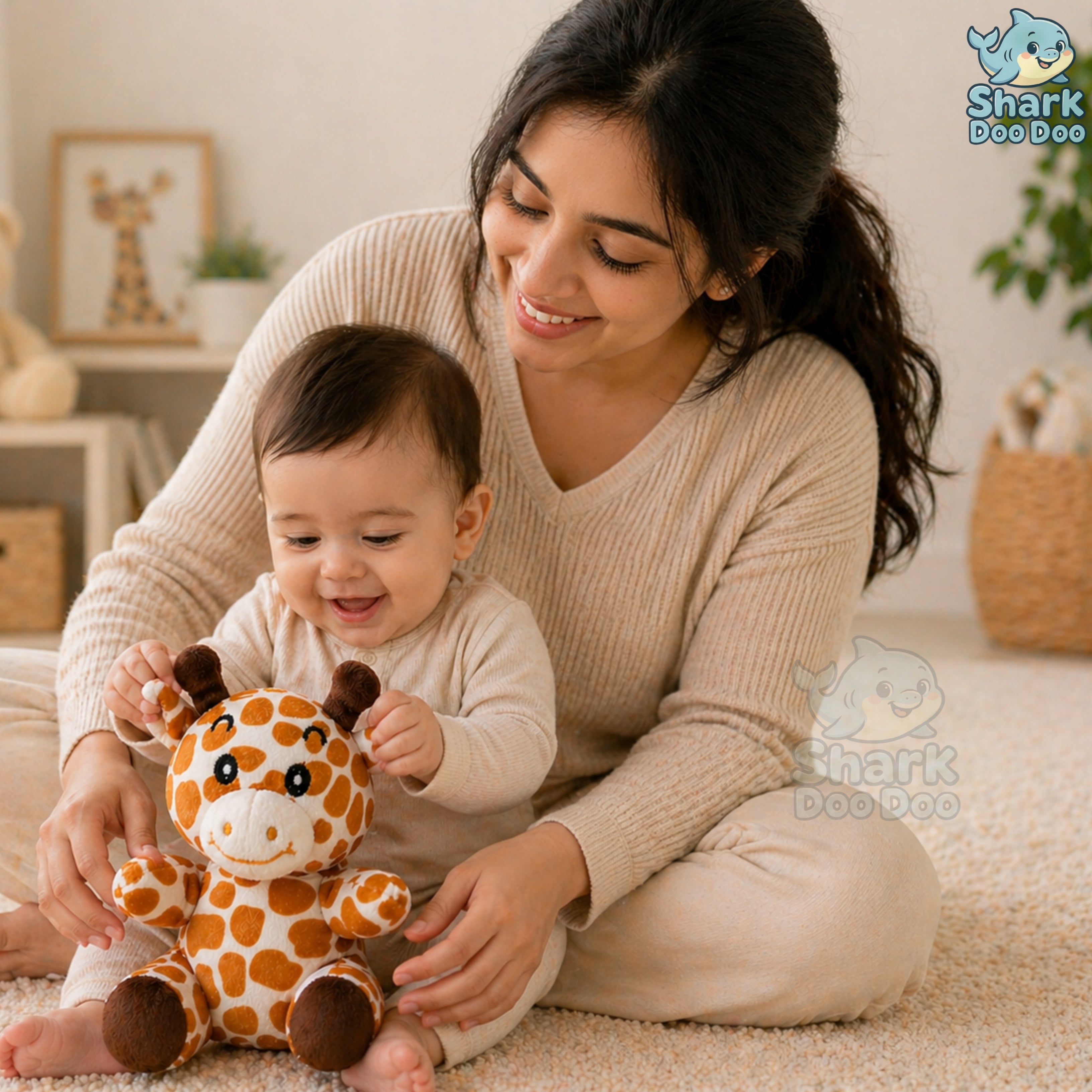 Shark Doo Doo® Giraffe Plush Toy for Infants & Kids | Super Soft Stuffed Animal Teddy for Boys, Girls & Babies | Cute Brown Giraffe Toy for Sleeping, Hugging & Gifting | Small Size 18 cm