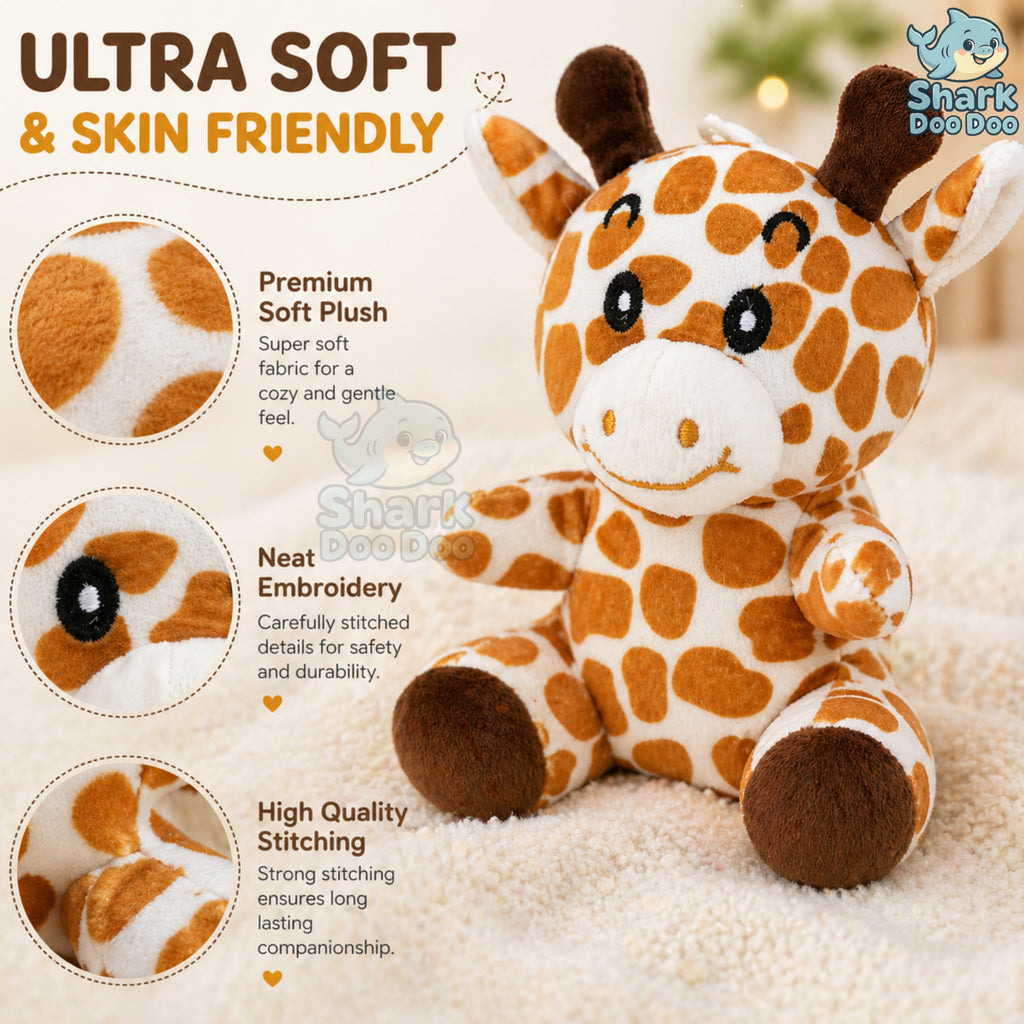 Shark Doo Doo® Giraffe Plush Toy for Infants & Kids | Super Soft Stuffed Animal Teddy for Boys, Girls & Babies | Cute Brown Giraffe Toy for Sleeping, Hugging & Gifting | Small Size 18 cm