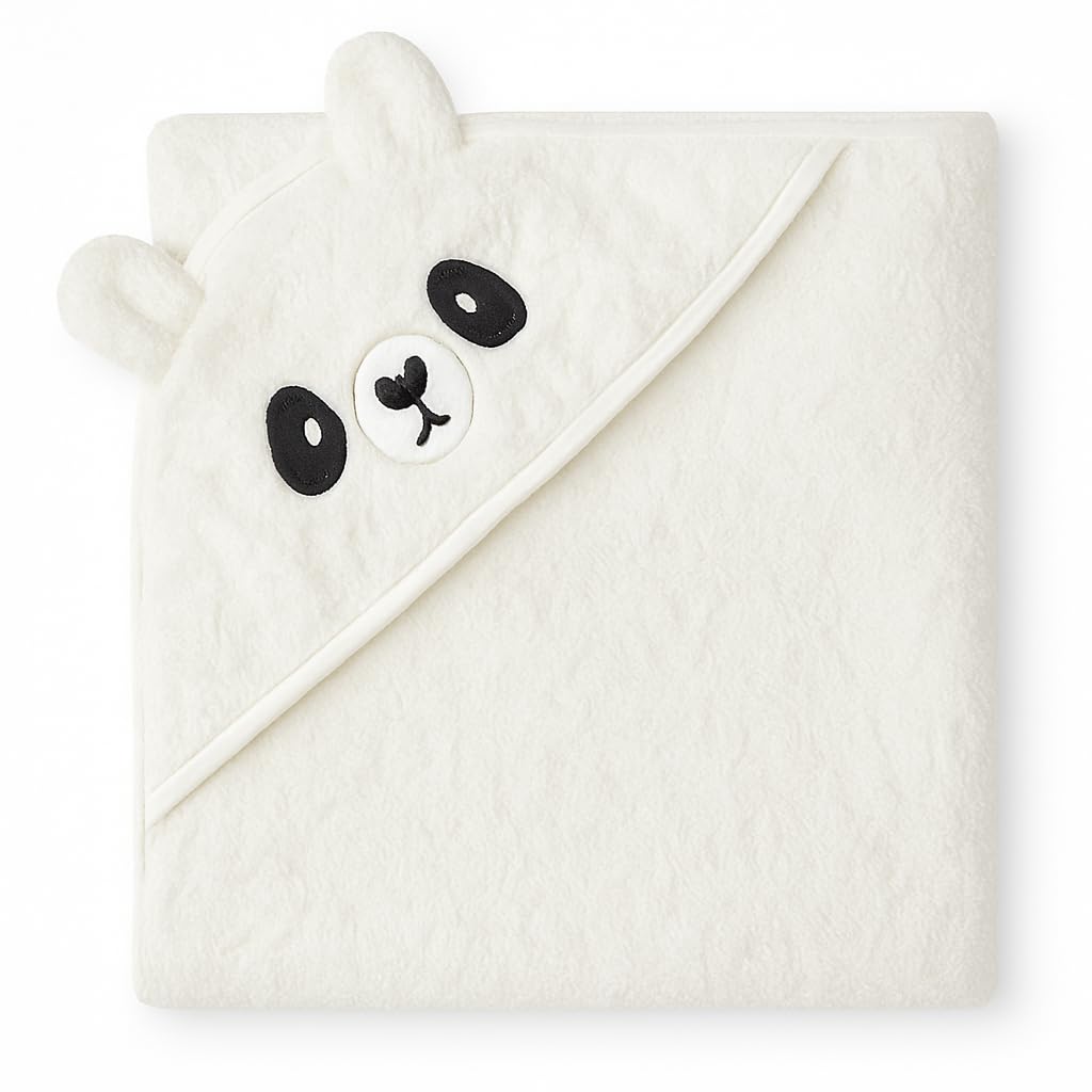 Shark Doo Doo® Organic Cotton Hooded Baby Towels for Newborn Boys & Girls – Soft & Breathable Bath Towel for Infants & Toddlers (85x85 cm) (White)