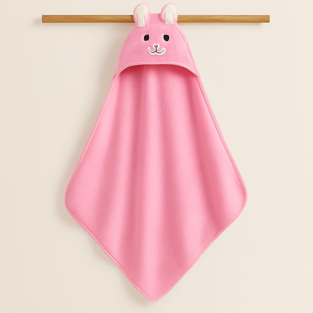 Shark Doo Doo® Organic Cotton Hooded Baby Towels for Newborn Boys & Girls – Soft & Breathable Bath Towel for Infants & Toddlers (85x85 cm) (Pink)