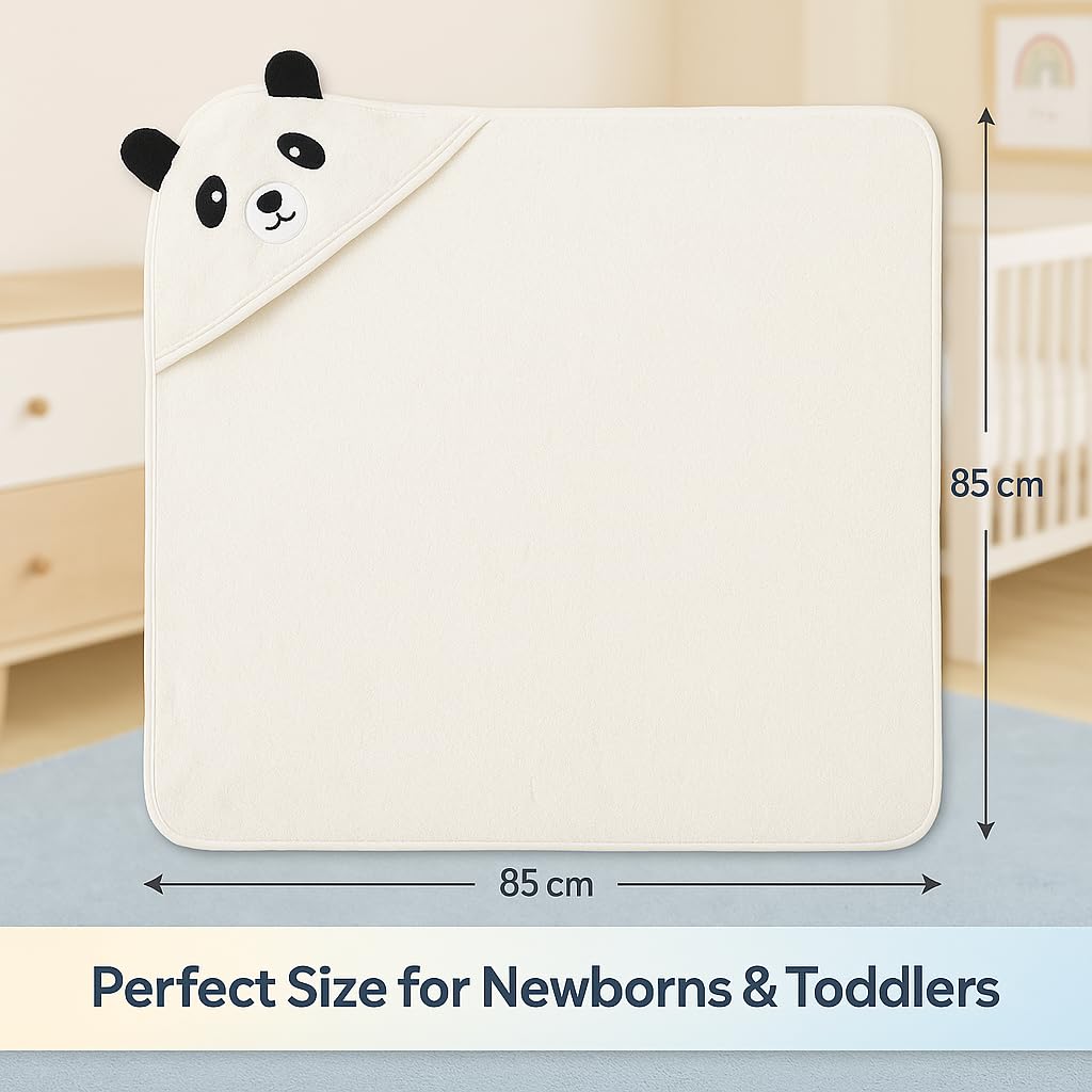 Shark Doo Doo® Organic Cotton Hooded Baby Towels for Newborn Boys & Girls – Soft & Breathable Bath Towel for Infants & Toddlers (85x85 cm) (White)