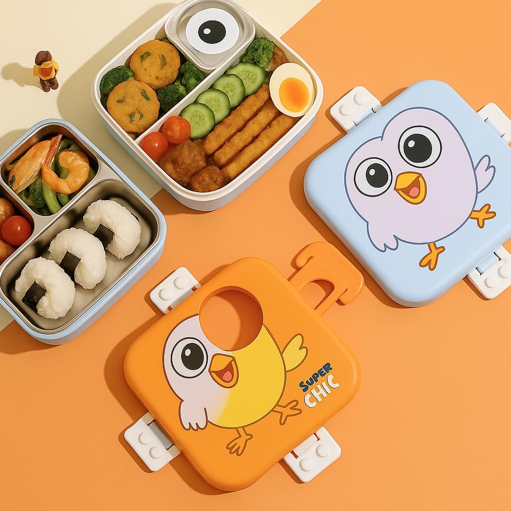Shark Doo Doo® Super Lavender Chicken  - Kids Stainless Steel Lunch Box for School | Insulated Bento Tiffin Box