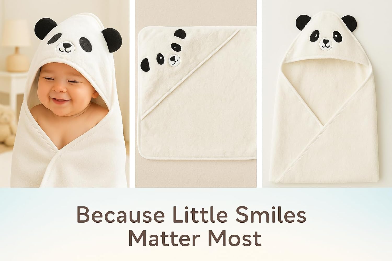 Shark Doo Doo® Organic Cotton Hooded Baby Towels for Newborn Boys & Girls – Soft & Breathable Bath Towel for Infants & Toddlers (85x85 cm) (White)