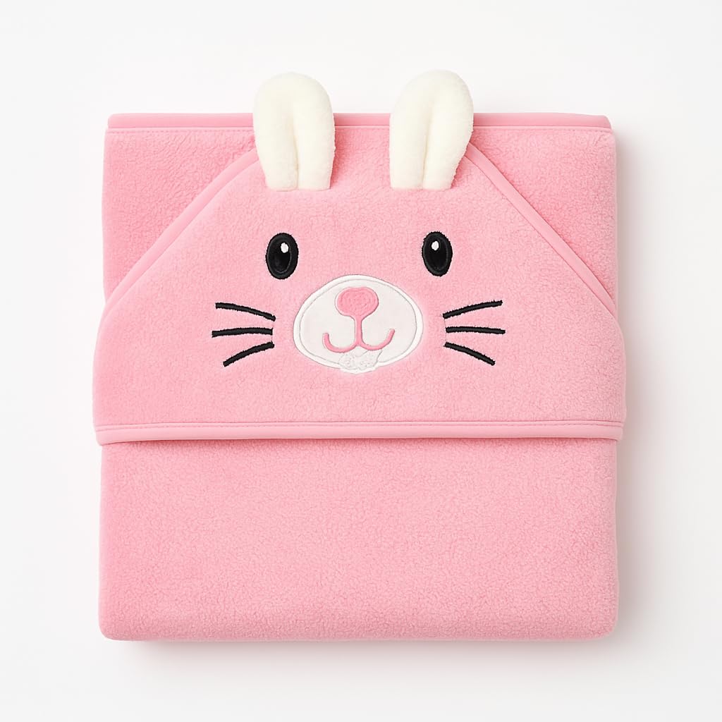 Shark Doo Doo® Organic Cotton Hooded Baby Towels for Newborn Boys & Girls – Soft & Breathable Bath Towel for Infants & Toddlers (85x85 cm) (Pink)