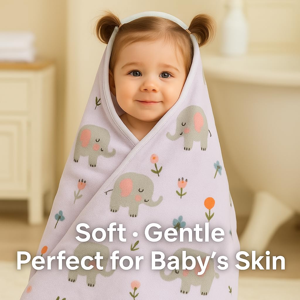 Shark Doo Doo® Organic Cotton Baby Luxury Towels for Newborn Boys & Girls – Soft & Breathable Bath Towel for Infants & Toddlers (50x100cm) (Lavender)