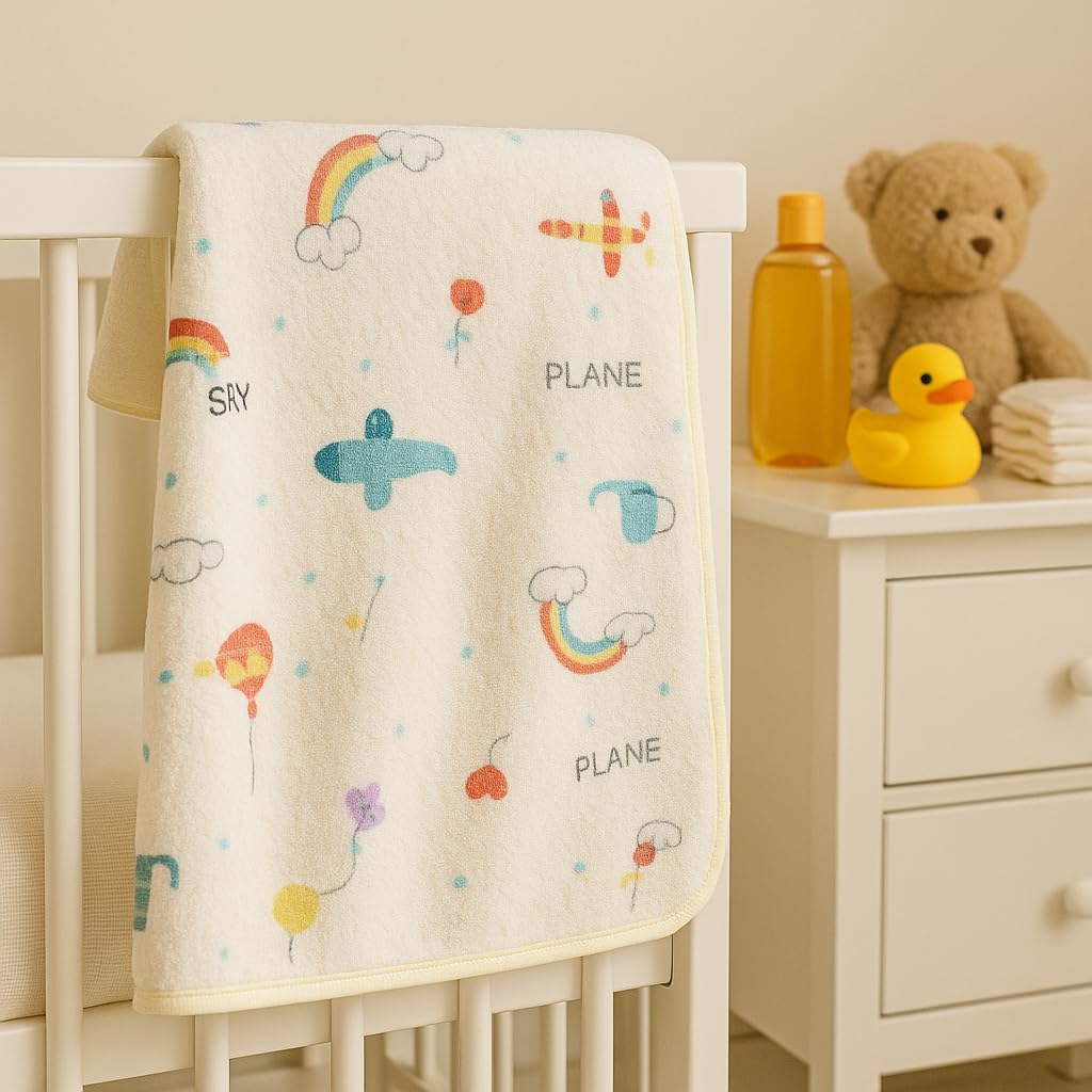 Shark Doo Doo® Organic Cotton Baby Luxury Towels for Newborn Boys & Girls – Soft & Breathable Bath Towel for Infants & Toddlers (50x100cm) (Light Yellow)