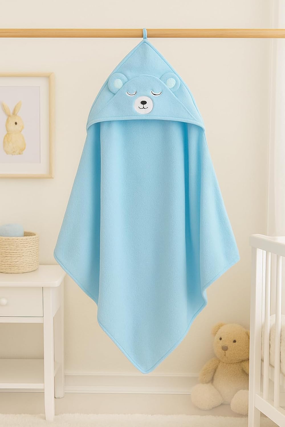 Shark Doo Doo® Organic Cotton Hooded Baby Towels for Newborn Boys & Girls – Soft & Breathable Bath Towel for Infants & Toddlers (85x85 cm) (Light Blue)