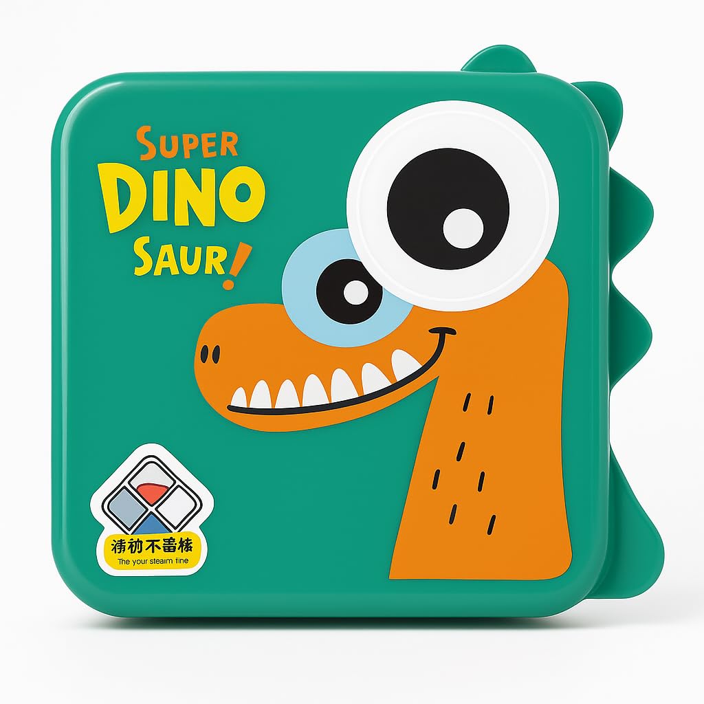 Shark Doo Doo® Super Dinosaur Green - Kids Stainless Steel Lunch Box for School | Insulated Bento Tiffin Box