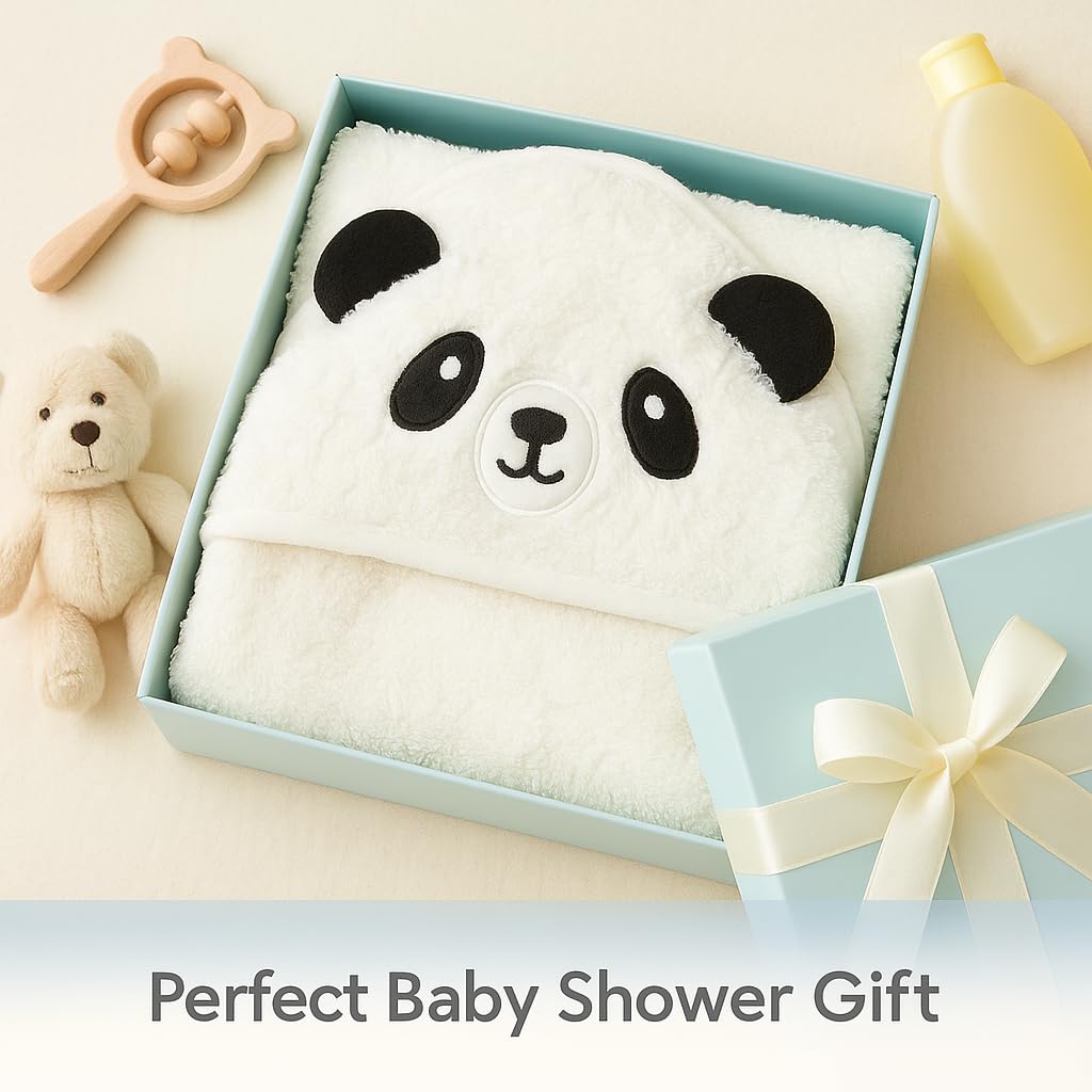 Shark Doo Doo® Organic Cotton Hooded Baby Towels for Newborn Boys & Girls – Soft & Breathable Bath Towel for Infants & Toddlers (85x85 cm) (White)