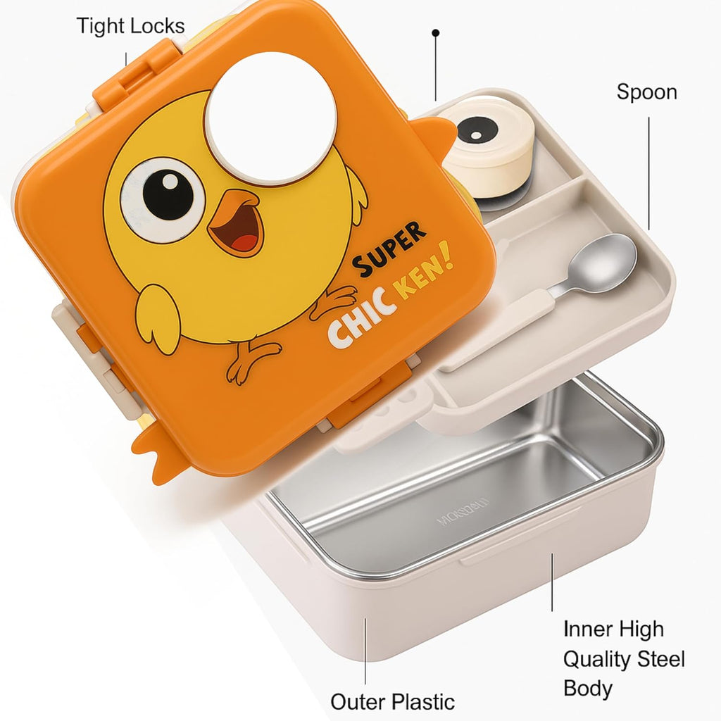 Shark Doo Doo® Super Orange Chicken  - Kids Stainless Steel Lunch Box for School | Insulated Bento Tiffin Box