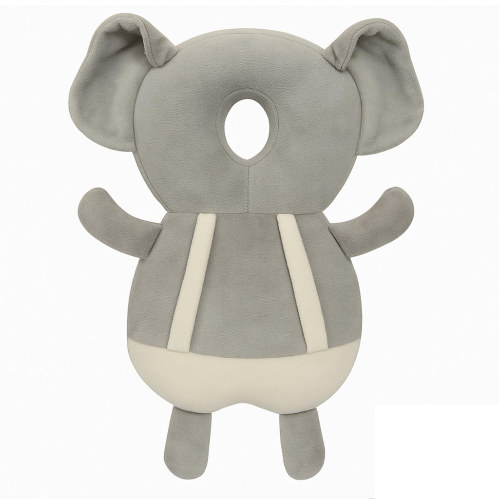 Shark Doo Doo® Baby Head Protector Cushion for 6–24 Months | Soft Plush Safety Backpack for Toddlers | Adjustable Straps, Anti-Fall Pillow for Infants (Grey Elephant)