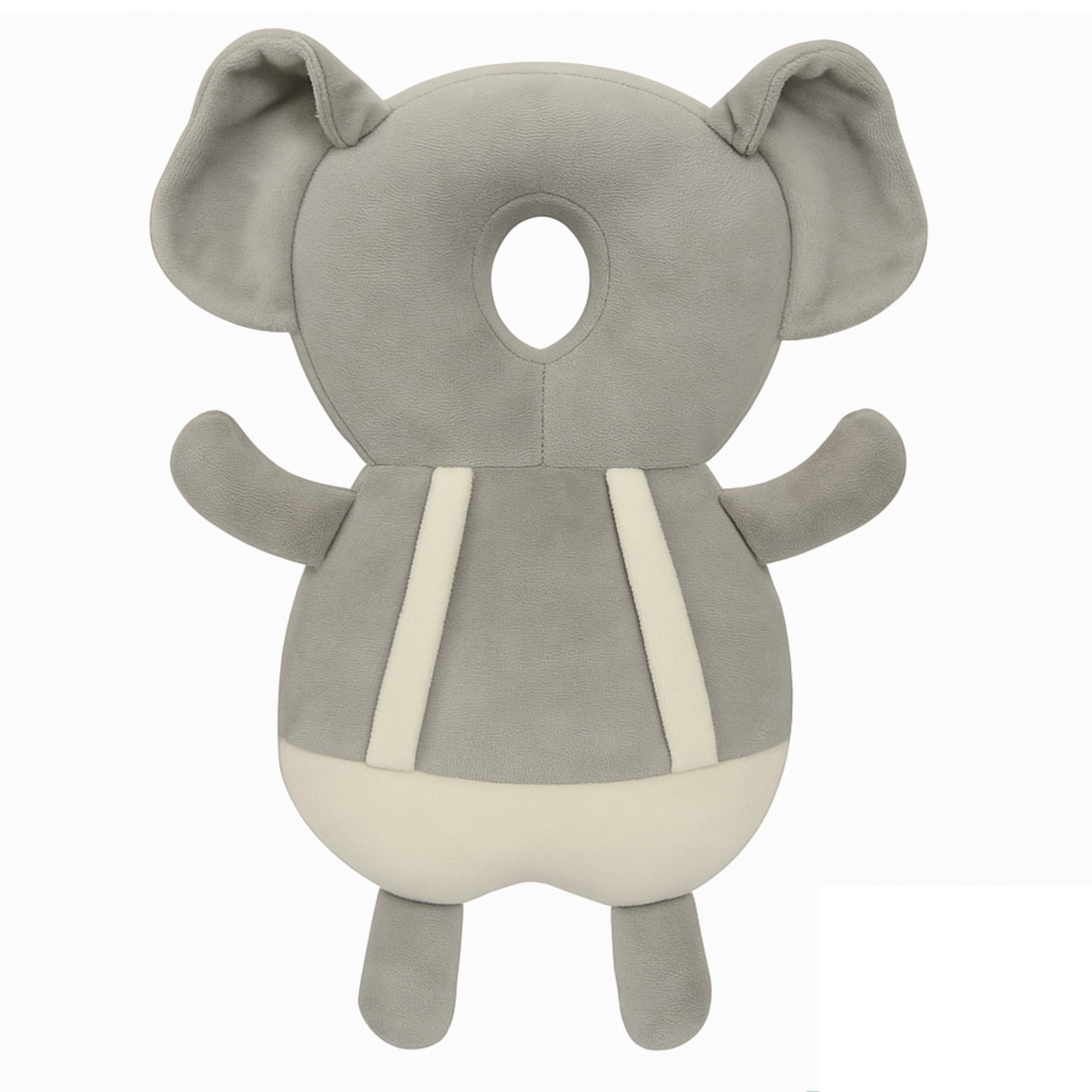 Shark Doo Doo® Baby Head Protector Cushion for 6–24 Months | Soft Plush Safety Backpack for Toddlers | Adjustable Straps, Anti-Fall Pillow for Infants (Grey Elephant)