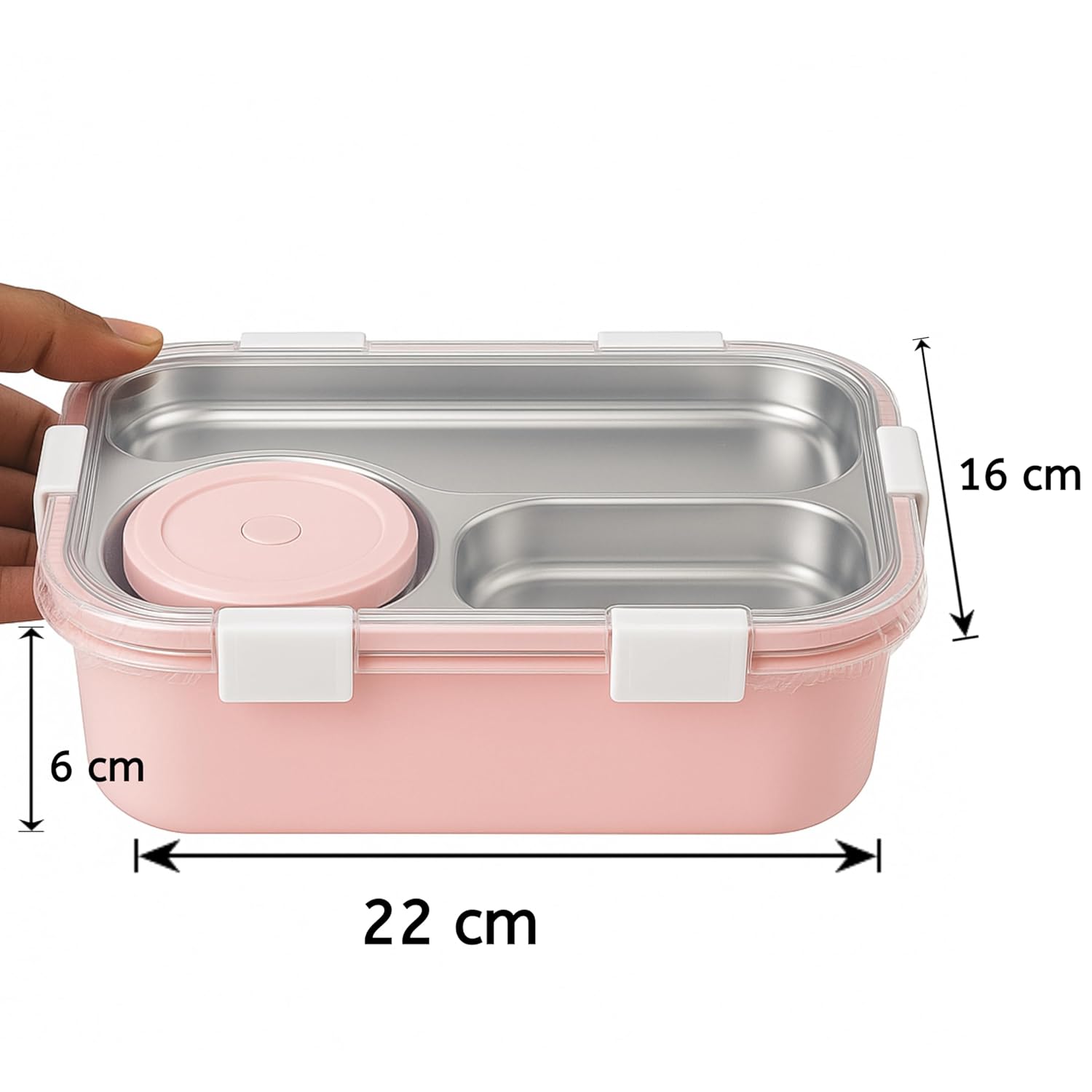 Shark Doo Doo® Bento 3 Compartment (Purple with Chutney Box) Stainless Steel Lunch Box with Steel Cutlery Inside | Heating & Water Insulation Design | Leak-Resistant | 750 ML | Office & School