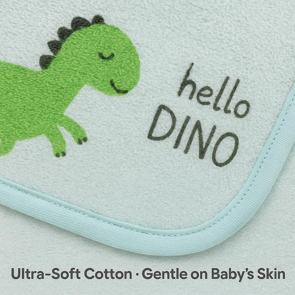 Shark Doo Doo® Organic Cotton Baby Luxury Towels for Newborn Boys & Girls – Soft & Breathable Bath Towel for Infants & Toddlers (50x100cm) (Light Blue)