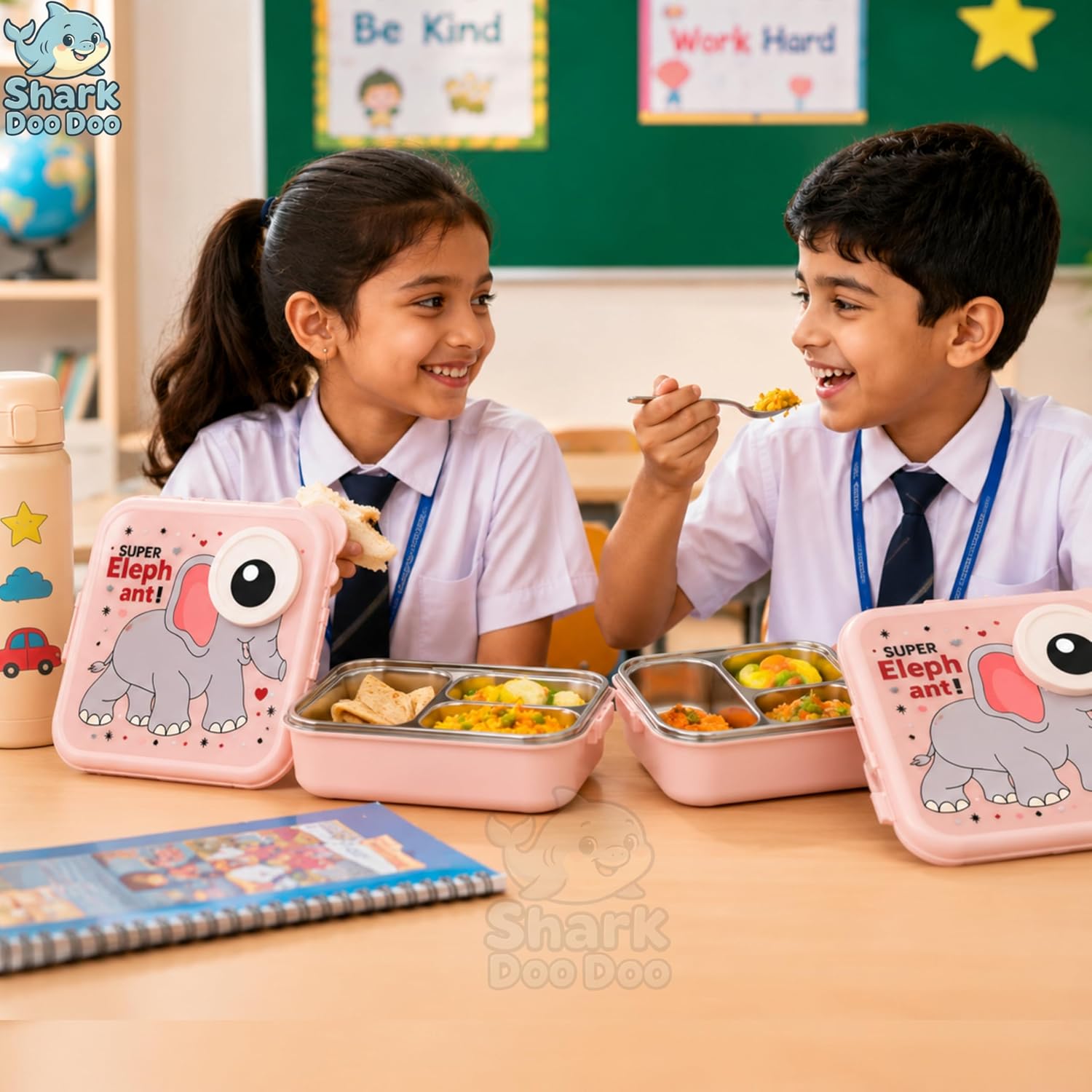 Shark Doo Doo® Super Elephant Pink - Kids Stainless Steel Lunch Box for School | Insulated Bento Tiffin Box (Copy) (Copy)