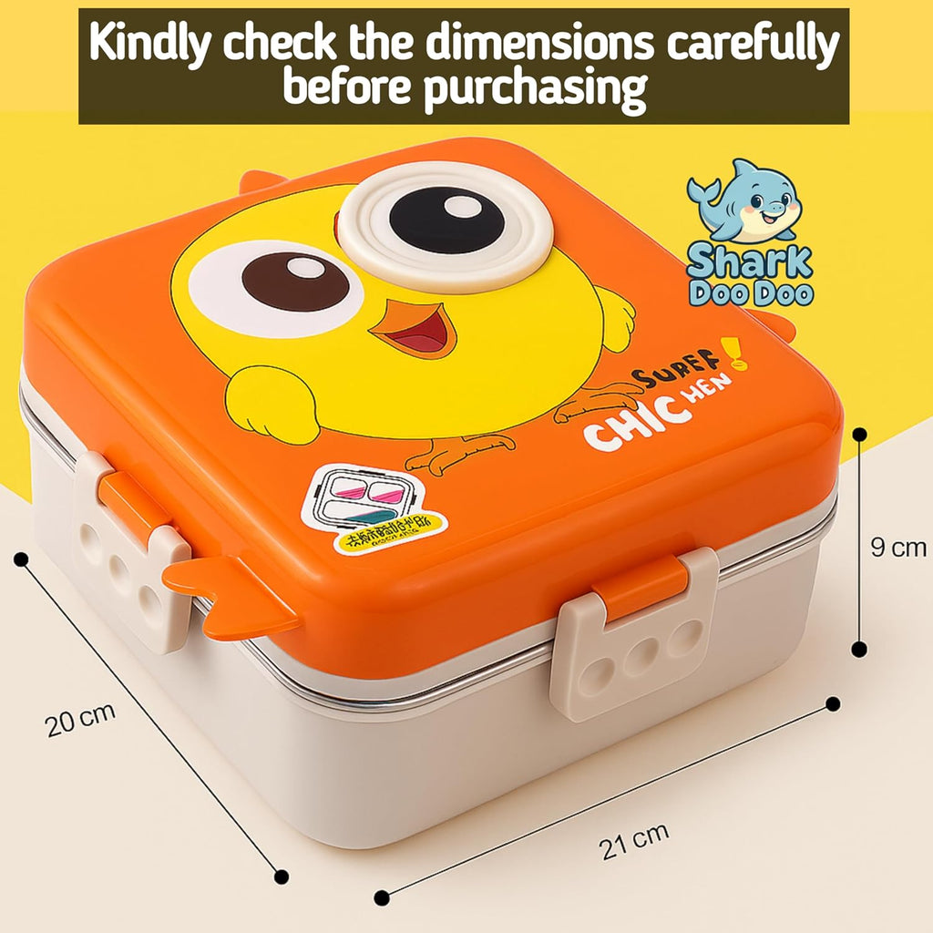 Shark Doo Doo® Super Orange Chicken  - Kids Stainless Steel Lunch Box for School | Insulated Bento Tiffin Box