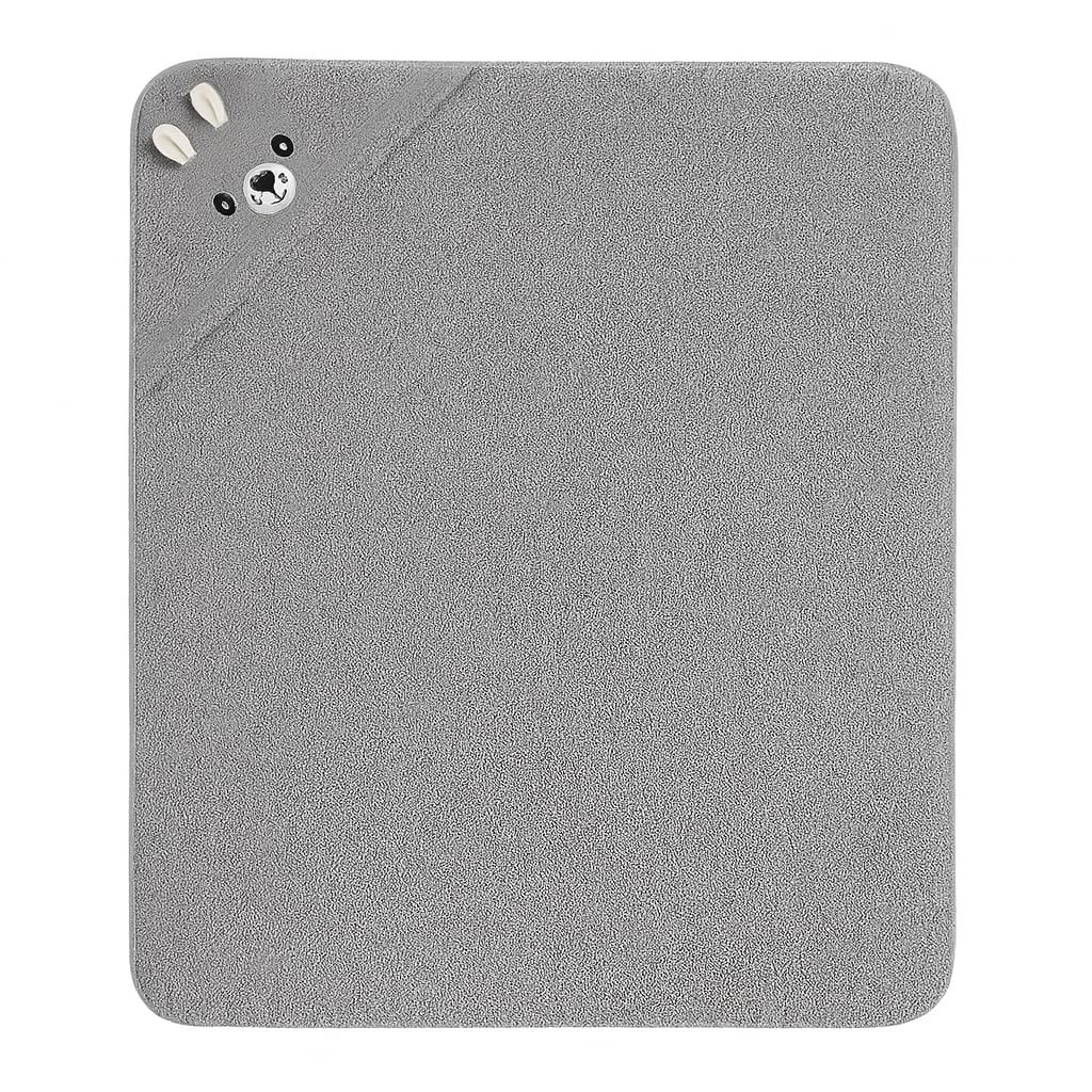 Shark Doo Doo® Organic Cotton Hooded Baby Towels for Newborn Boys & Girls – Soft & Breathable Bath Towel for Infants & Toddlers (85x85 cm) (Grey)