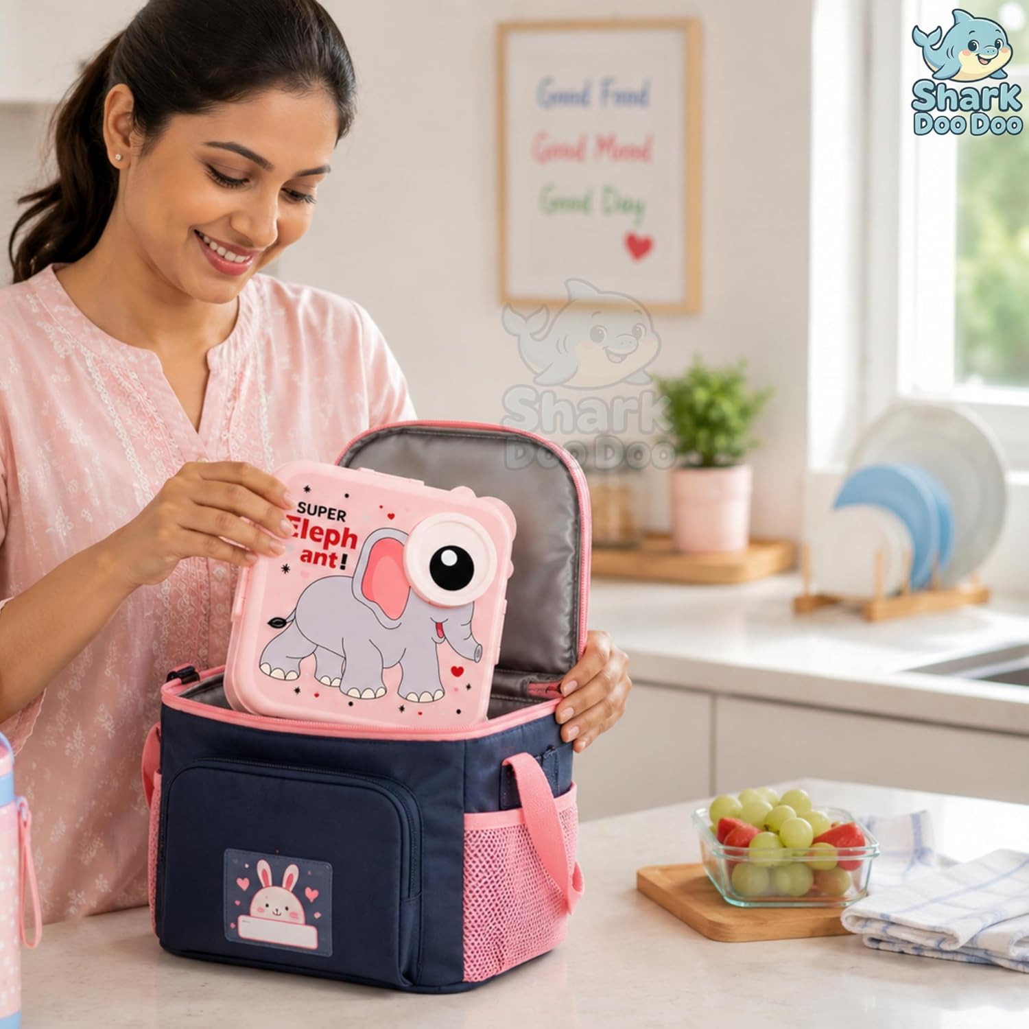 Shark Doo Doo® Super Elephant Pink - Kids Stainless Steel Lunch Box for School | Insulated Bento Tiffin Box (Copy) (Copy)