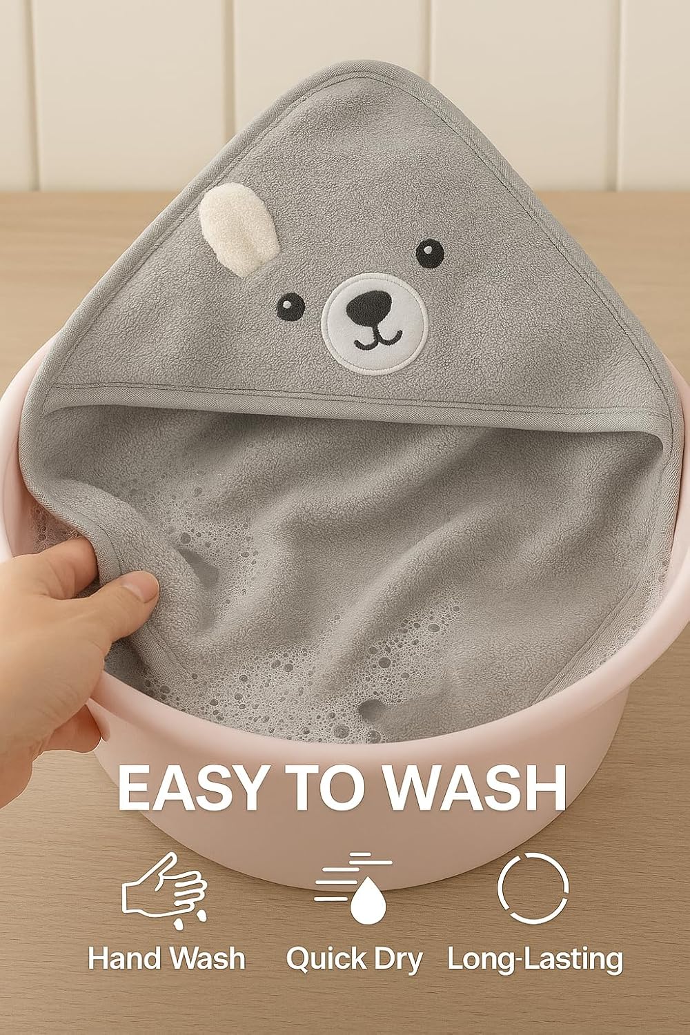 Shark Doo Doo® Organic Cotton Hooded Baby Towels for Newborn Boys & Girls – Soft & Breathable Bath Towel for Infants & Toddlers (85x85 cm) (Grey)