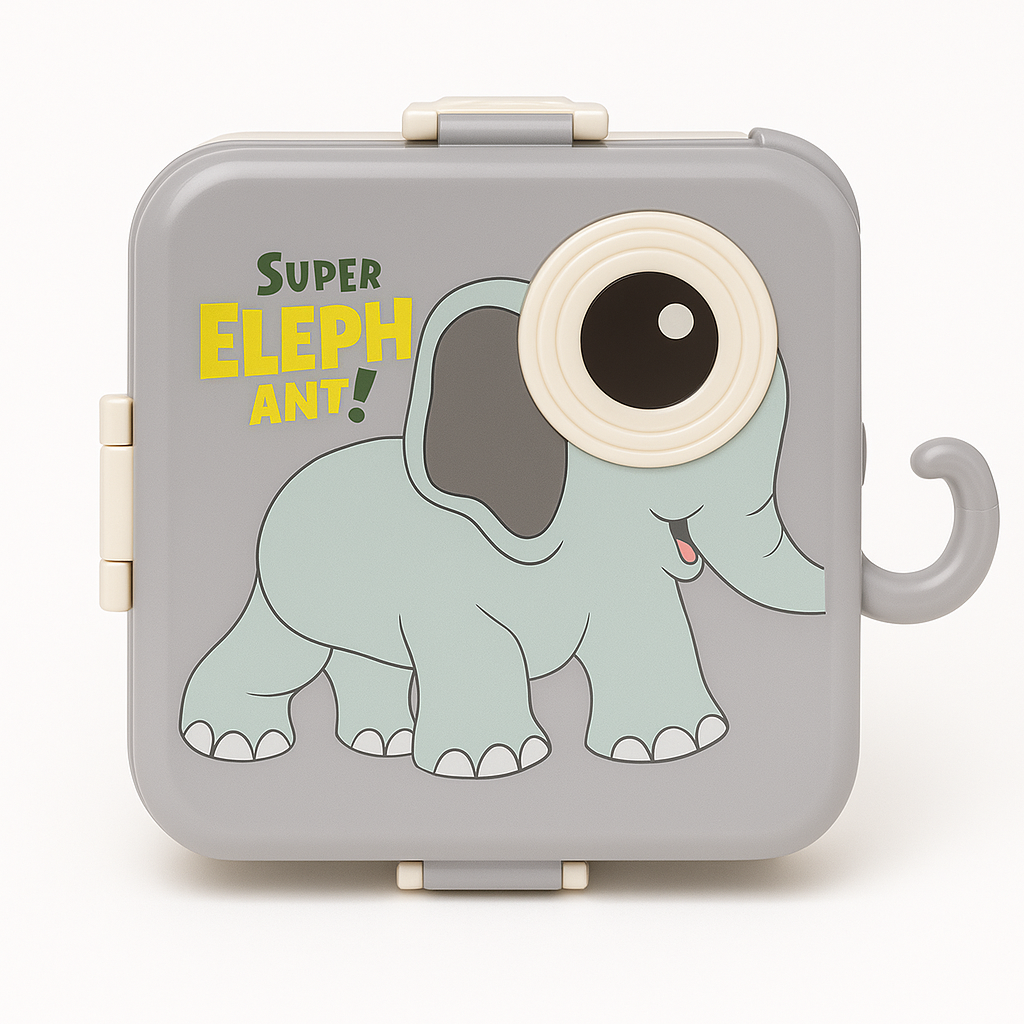 Shark Doo Doo® Super Elephant Grey  - Kids Stainless Steel Lunch Box for School | Insulated Bento Tiffin Box