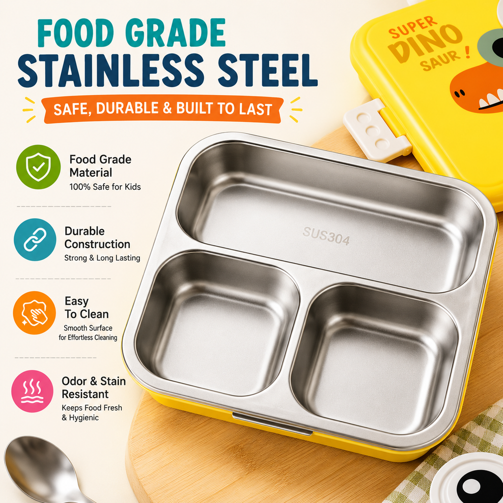 Shark Doo Doo® Super Dinosaur Yellow - Kids Stainless Steel Lunch Box for School | Insulated Bento Tiffin Box (Copy)