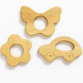 Shark Doo Doo® Neem Wood Baby Teether Combo (Car, Butterfly & Flower) | Organic & Handcrafted | Paint-Free, Antibacterial Teething Toy for Babies